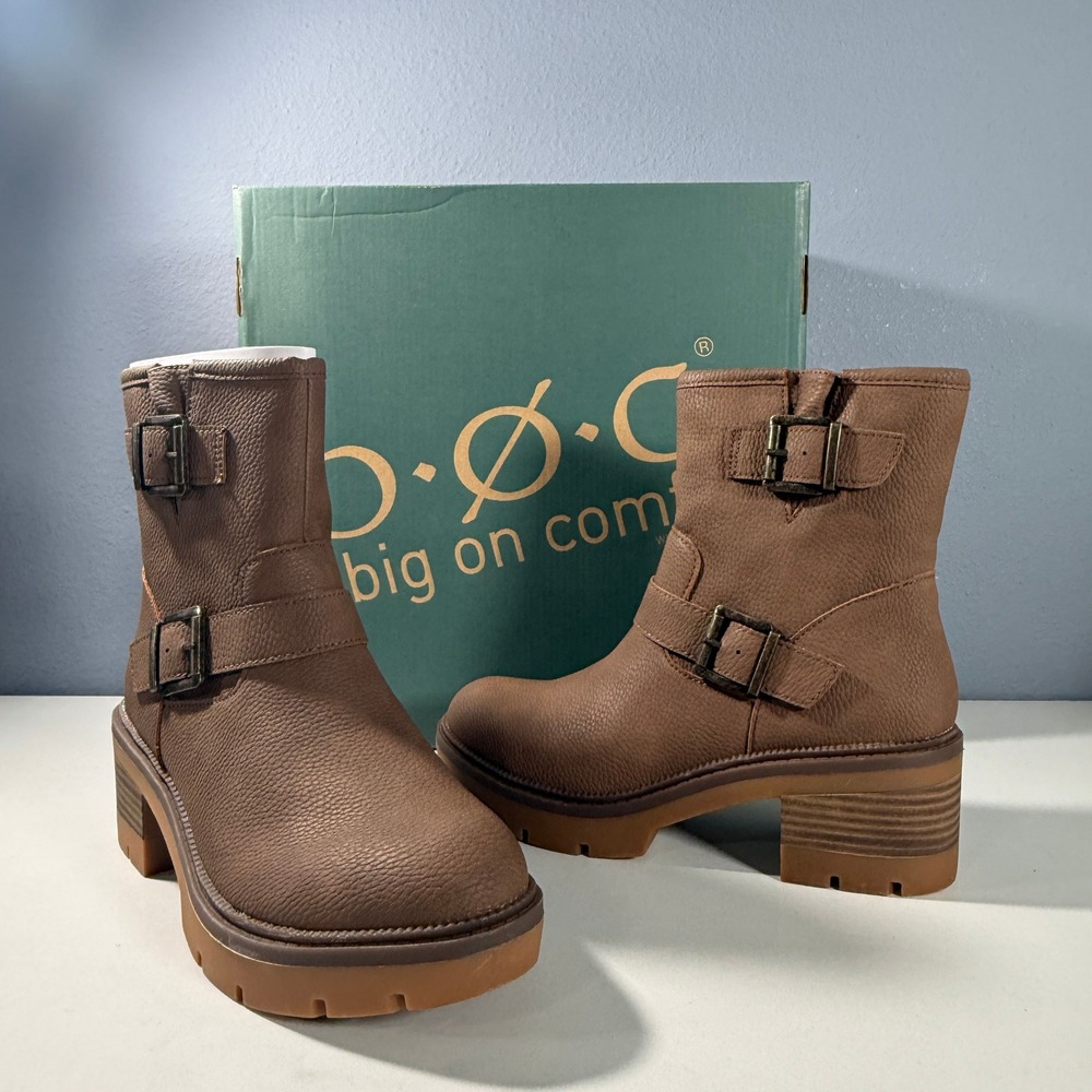 B.O.C. by Born Monika Platform Bootie Brown Women Lug‎ Sole Block Heel Size 8.5